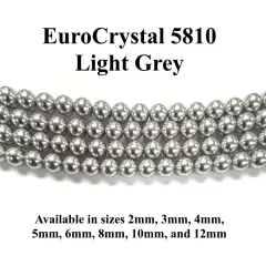 Light Grey EuroCrystal 5810 Round Pearls - 2mm, 3mm, 4mm, 5mm, 6mm, 8mm, 10mm, and 12mm - Strands - Made in Austria