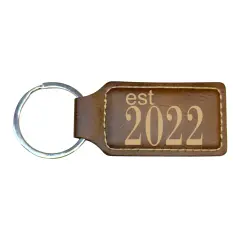 Keychain - Rectangle -Est 2022 - Leather Rustic/Gold