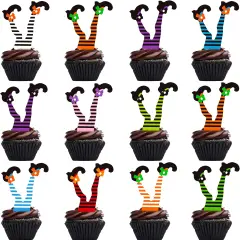 48pcs Witch Boot Theme Cupcake Toppers Halloween Party Decorations