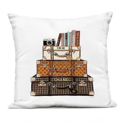 Stupell Industries Stacked Glam Suitcases Outdoor Printed Pillow design by Amanda Greenwood, 18 x 7 x 18