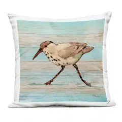 Stupell Industries Coastal Teak Sandpiper Outdoor Pillow, 18 x 7 x 18