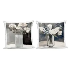 Stupell Industries Vase Of Grace Flowers 2 Piece Outdoor Printed Pillow Set design by Mona Grace, 18 x 7 x 18