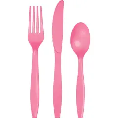 288 pc Bulk Candy Pink Assorted Plastic Cutlery