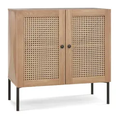 Rattan Sideboard with Adjustable Shelves and Metal Legs Natural
