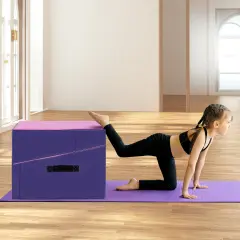 Folding Portable Incline Yoga Gymnastics Tumbling Mat Suitable for Gymnastics Room or Kindergarten Pink