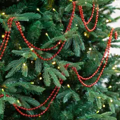 Northlight Shiny Metallic Faceted Beaded Christmas Garland - 15' x .25" - Red