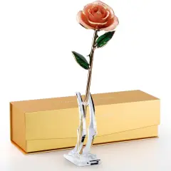 24K Gold Dipped Rose - Genuine One of a Kind Handcrafted Real Rose Dipped in 24K Gold - Eternal Romantic Gifts for Her - Perfect for Birthday, Valentine&rsquo;s, Mother&rsquo;s Day, Anniversary (Pink)