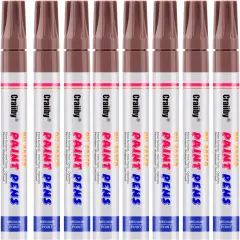Brown Paint Markers, 8 Pack Oil-Based Waterproof Quick Dry Permanent Paint Pen Set for Rocks Painting, Wood, Fabric, Plastic, Canvas, Glass, Mugs, Metal, Tire, Stone, DIY Craft