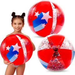 4E's Novelty 2 Pack Patriotic Beach Balls &ndash; 22&rsquo;&rsquo; Inflatable Balls, 4th of July Party Supplies
