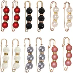 12 Pieces Pearl Brooch Pins, Safety Pin for Women Girls Clothing Dresses Jeans,Sweater Shawl Clips Pearl Brooches