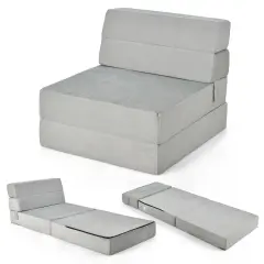 Flocking Sofa Bed Mattress with Sponge Filling and Magic Stick Gray
