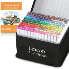 172 Colors Alcohol Based Dual Tip Art Markers, 171+1 Blender Permanent Marker Pens Plus 1 Marker Pad 1 Case