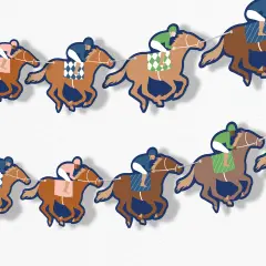 Big Dot of Happiness Kentucky Horse Derby Banner, Derby Day Party Decorations, 30 Feet of Cord, 15 Double-Sided Colorful Paper Horse Racing Designs