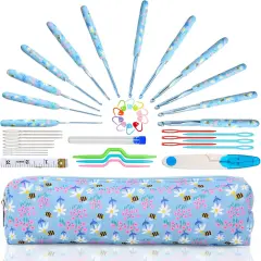 Crochet Hooks Set, 12 Sizes 2.0mm(B)-8.0mm(N) Ergonomic Handle for Arthritic Hands, Soft Rubber Grip Knitting Needles Kit