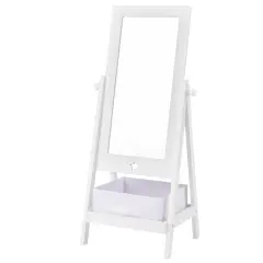 MDF Kids Full-Length Mirror with Storage Shelf, Rotating Acrylic Glass and Star Design