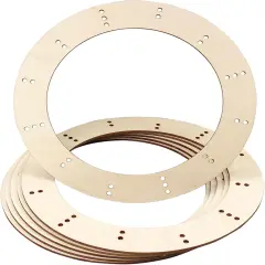 11 Inch 6 Pack Unfinished Wooden Wreath frame Rings Crafts Hanging Floral Hoop Garland Wood Wreath Frames for Home Decor (0.15 inch Thick,with 28 Holes)