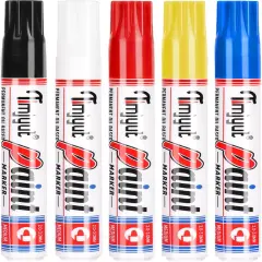 5 Colors Permanent Paint Pens,Oil-Based Paint Pens,Medium Tip Paint Markers Pens,Waterproof & Quick Dry,Never Fade For Rock,Metal,Plastic,Glass,Wood,Fabric,DIY Craft and More