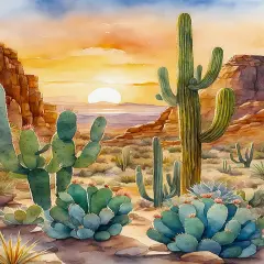 DIY Paint by Numbers Flowers, Desert Adults' Paint-by-Number Kits on Canvas, Saguaro Cactus Paint by Numbers Kit for Adults and Beginner