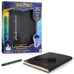 Wizarding World: Tom Riddle's Diary - Secret Replica Notebook, Slytherin House Invisible Ink Pen, Magic UV Reveal Mini Wand, Harry Potter Collectible