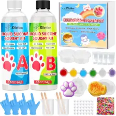 JDiction Taba Squishy Kit, Fast Cure Liquid Silicone Squishy Maker for Cat Paw Casting, Silicone Squishy DIY Stress Relief Toys & Gifts for Adults/Kids