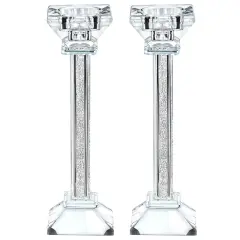 Crystal Candlesticks with Crushed Gemstones Gold