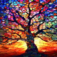 Paint by Numbers Kit for Adults Beginners - Stained Glass Tree of Life Paint by Number Canvas, DIY Acrylic Easy Tree Oil Painting for Gift Home Wall Decor 16 X 20 Inch