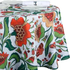Outdoor and Indoor Spill Proof Waterproof Tablecloth,Vintage Floral Design Patio Fabric Table Cover,Home Dinner D&eacute;cor Wrinkle Free Table Cloths(60" Round no Zipper and Hole)