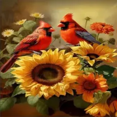 Diamond Painting for Adults Kits, 5D Cardinal Diamond Art Kits for Beginners, DIY Full Drill Sunflowers Diamond Gem Art Kits for Home Wall Decor 12x16 Inch