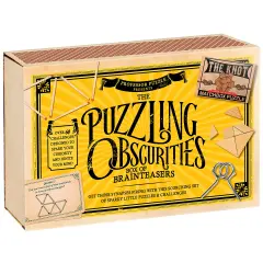 Professor Puzzle: The Puzzling Obscurities Box of Brainteasers - 10 Pocket-Sized Matchboxes w/ 60 Challenges, Wood-Metal Pcs, Problem Solving, Ages 8+