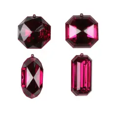 4-5" Acrylic Jewel Assortment Ornament: Burgundy (Set 4)