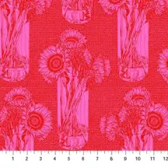 Pink Sunflowers Indelible by Anna Maria for Northcott Cotton 44"/45" Fabric Per Yard