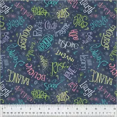 Blue Navy Noteworthy Aspirations 44"/45 Fabric Per Yard