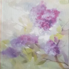 Blooming Lilacs Designer Printed AIDA Fabric. Canvas for embroidery with an applied backgroundKF-1095A