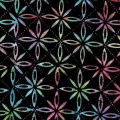 Black Starflowers & Dots Cotton Wideback Fabric per yard