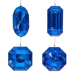 Acrylic Jewel Assortment Ornament: Blue (Set 4)