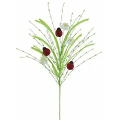 28" Grass Pip Flower Ladybug Spray