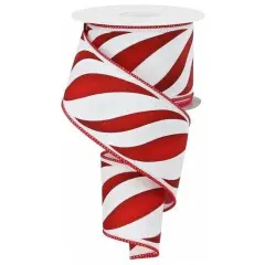 2.5" Swirl Candy Stripe Ribbon: Red/White (10 Yards)