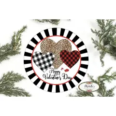 Happy Valentine Multi Pattern Hearts Sign