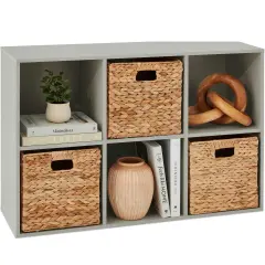 Best Choice Products 6-Cube Bookshelf, 11in Display Storage System, Organizer w/ Removable Back Panels Gray