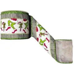 4" Green Monster Legs Ribbon: Black/White (10 Yards)
