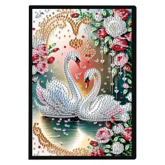 DIY 5D Notebooks Diamond Painting Journals Diamond Painting Notebook A5 Hardback Notebook Diary Swan Sketchbooks Notepad A5 Diamond Painting Rhinestone Swan Landscape