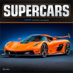 Supercars | 2026 12 x 24 Inch (Hanging) Monthly Square Wall Calendar | Foil Stamped Cover