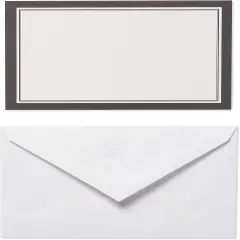 Single Panel Blank Cards with Envelopes, White with Black Border (40-Count)
