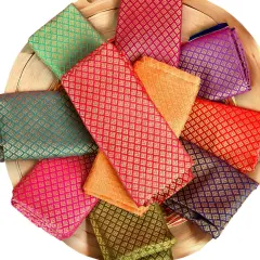 Multi Color Unstitched Saree Blouse Pieces Woven Brocade Fabric for Women Return Gifts for Pooja Housewarming Assorted Colors