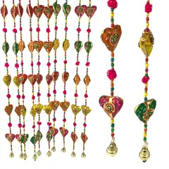 Rajasthani Door Hanging Wind Chimes Indian Traditional Heart Wall Hanging Diwali Christmas Wedding Decor Wind Chime for Home Decoration Patio - Housewarming Gifts (33 Inches)
