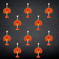 10 Ct. Lotus Hangings for Home Decor, Lotus Backdrop Hanging, Lotus Cutout, Pooja Decor, Diwali Decoration, Wedding, Diwali Decor, Wall Decor, Red