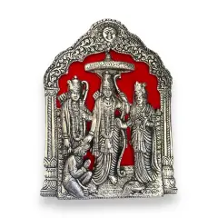 Ram Darbar Wall Hanging & Table Top Lord Rama Laxman Sita Hanuman Idol/statue for Pooja, Home Decor, Festivals, Diwali Gift Rama Idol Sculpture (alloy Metal Size 8.5 Inch) Silver