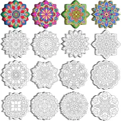 48 Pcs Summer Mandala Coloring Cutouts Set DIY Your Own Mandala Cards Mandala Painting Poster Stress Relieving Activity Crafts Art
