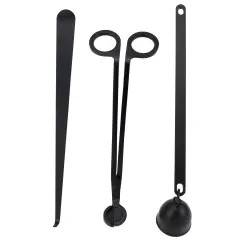 3 in 1 Candle Accessory Set with Candle Wick Trimmer & Wick Dipper & Candle Snuffer Extinguisher, Wick Cutter & Wick Scissor Candle Gift Set for Candle Lovers(Black)