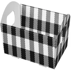 Pack/6: Black & White Plaid Presentation Trays - 11-1/4 x 7-1/2 x 2-1/2"